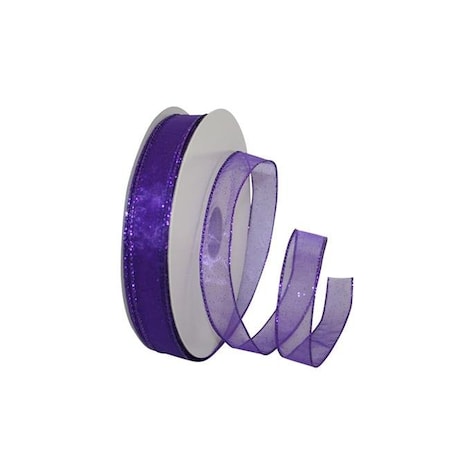 Reliant Ribbon Reliant Ribbon 99910W-064-05K Sheer Glitz 2 Value Wired Edge Ribbon - Purple - 0.875 in. x 50 yards 99910W-064-05K